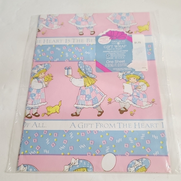 NWT Vintage Holly Hobby Pink Spring Gift Wrap American Greetings - Picture 1 of 6